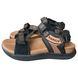 Kuailu Orthopedic Walking Sandals Black Khaki Women’s 8.5 Arch Support